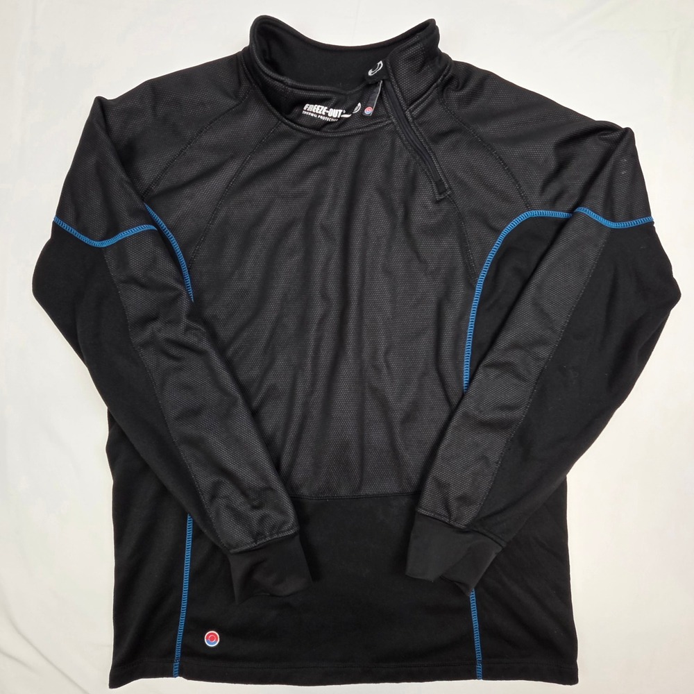 Freeze-Out Mens Thermal Protection Top 2XL Black Blue Trim Motorcycle Base Layer
